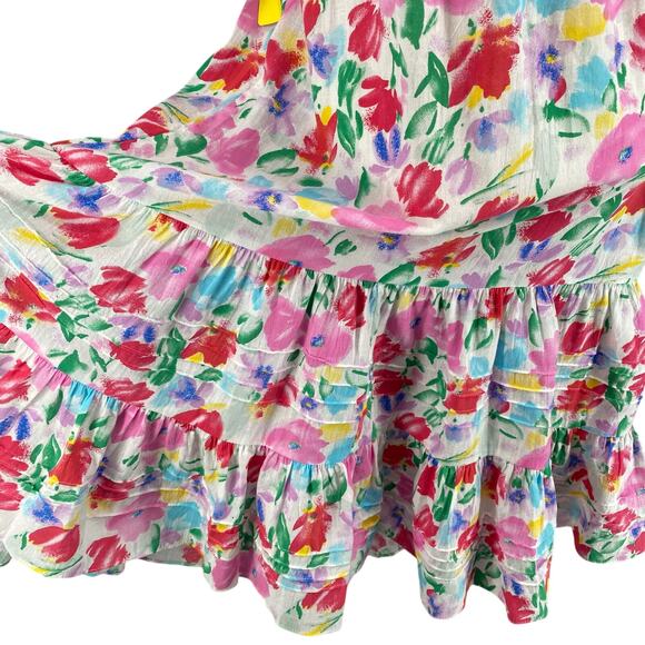 Vtg 80s 90s NOS Two Potato Watercolor Floral Tiered Muumuu Dress XS Granny Chic - Picture 7 of 16